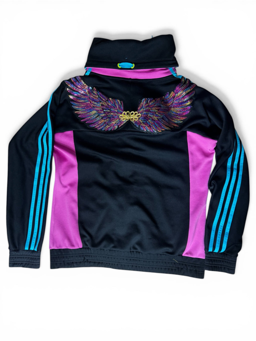 Rework unikat 1/1: Bluza Adidas Skrzydła i Złote Zapięcia w stylu chińskim (Y2K/Cyber)