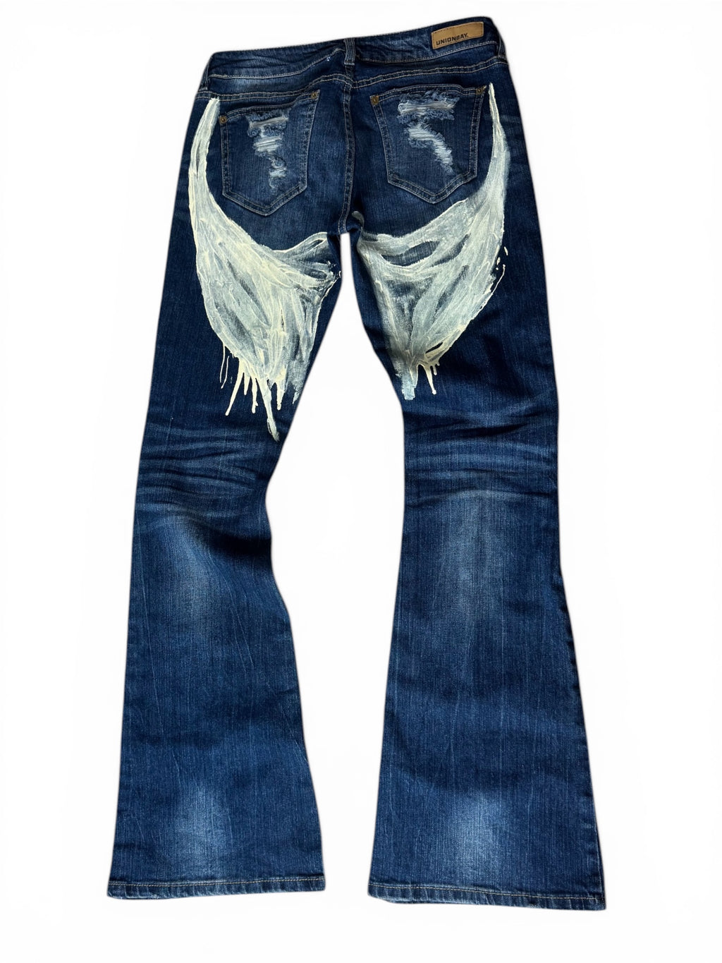 Custom Angel Wings Flare Jeans | Y2K Grunge Cyber