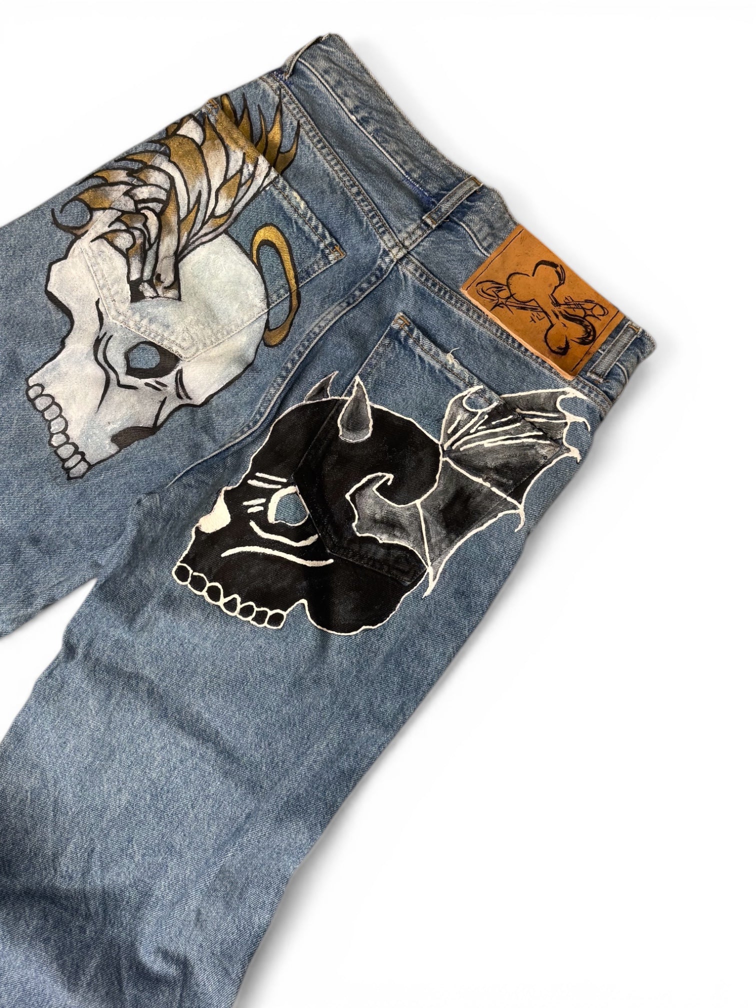Custom Baggy Jeans – Skulls (Angel & Devil)