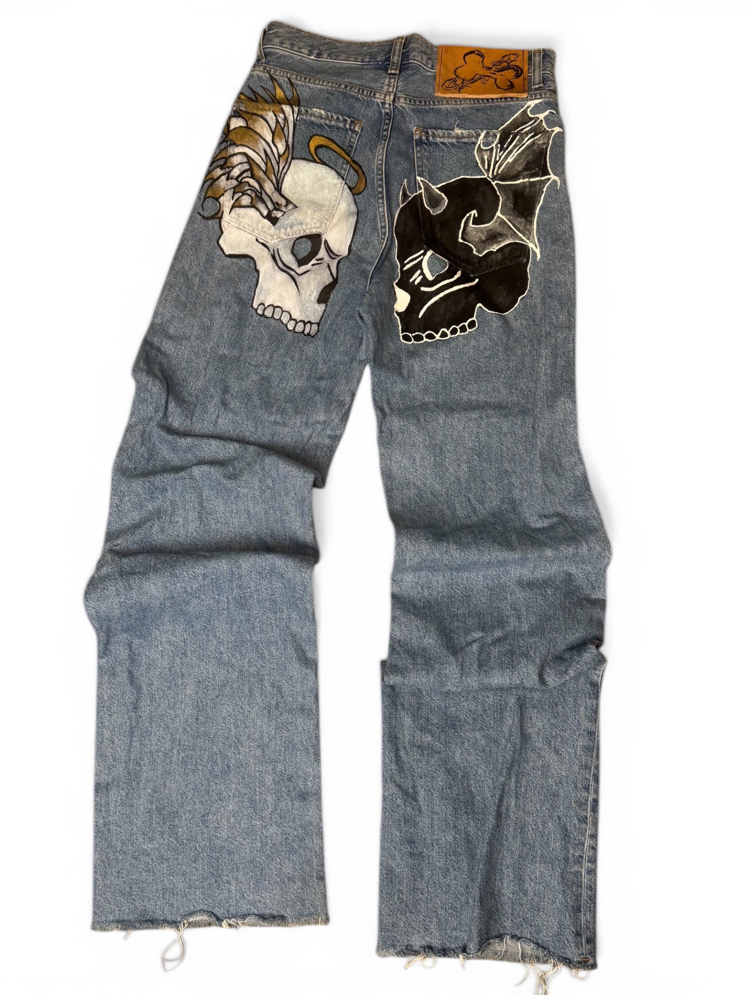 Custom Baggy Jeans – Skulls (Angel & Devil)