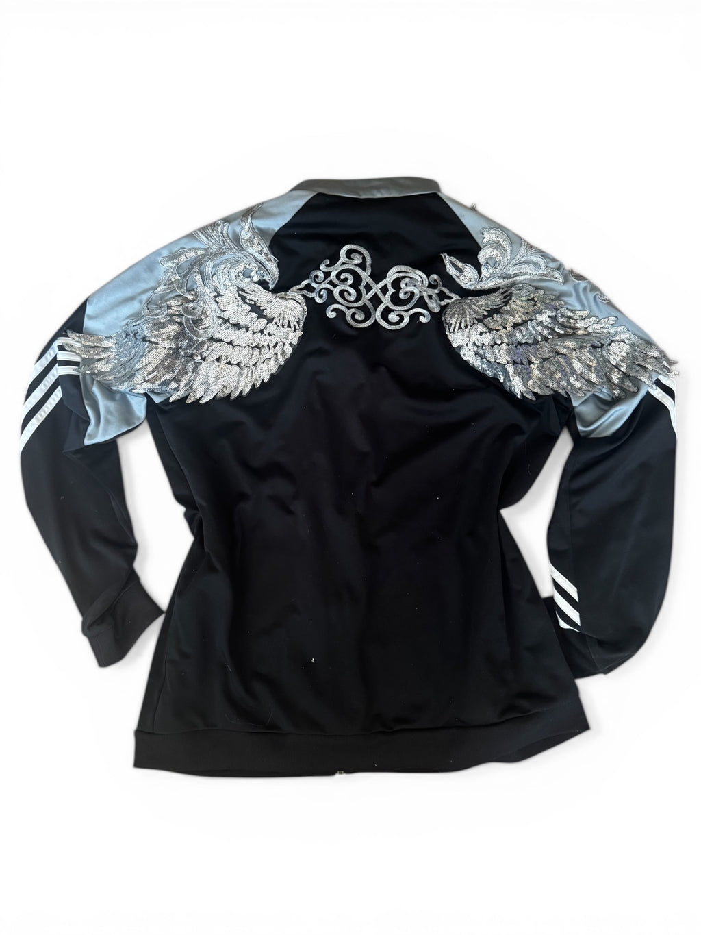 Adidas Custom Track Jacket – Silver Wings & Sequins