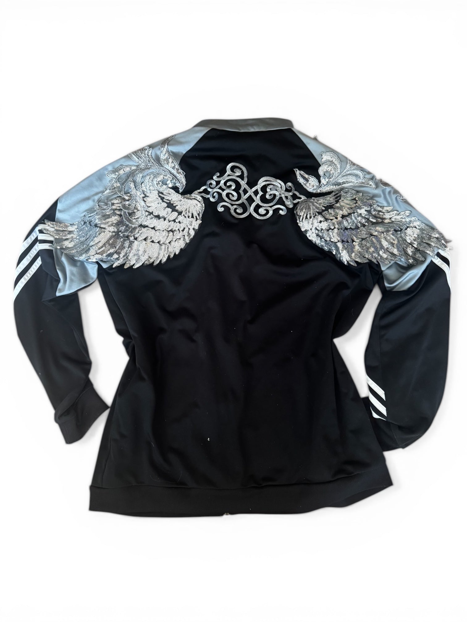 Adidas Custom Track Jacket – Silver Wings & Sequins