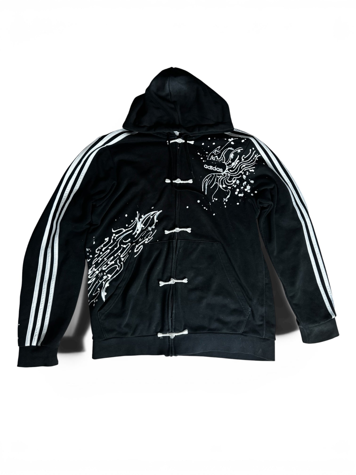 Adidas Custom "Zen Flow" Hoodie – Ręcznie Malowana – XL
