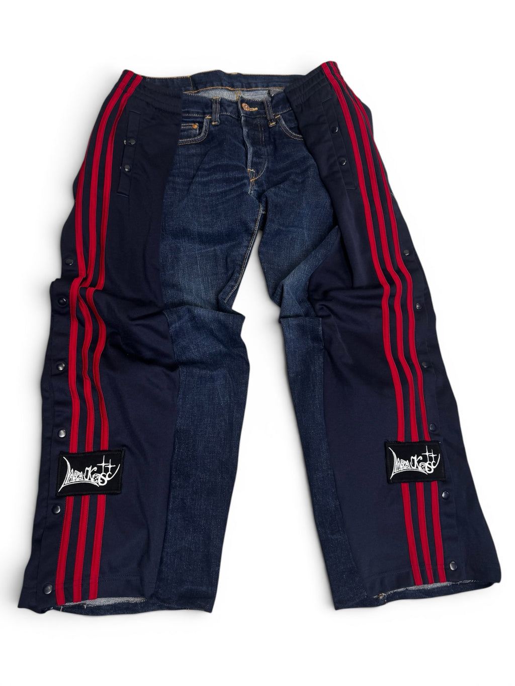 Custom 1of1: Hybrydowe Spodnie Denim x Adidas Dres z Napami