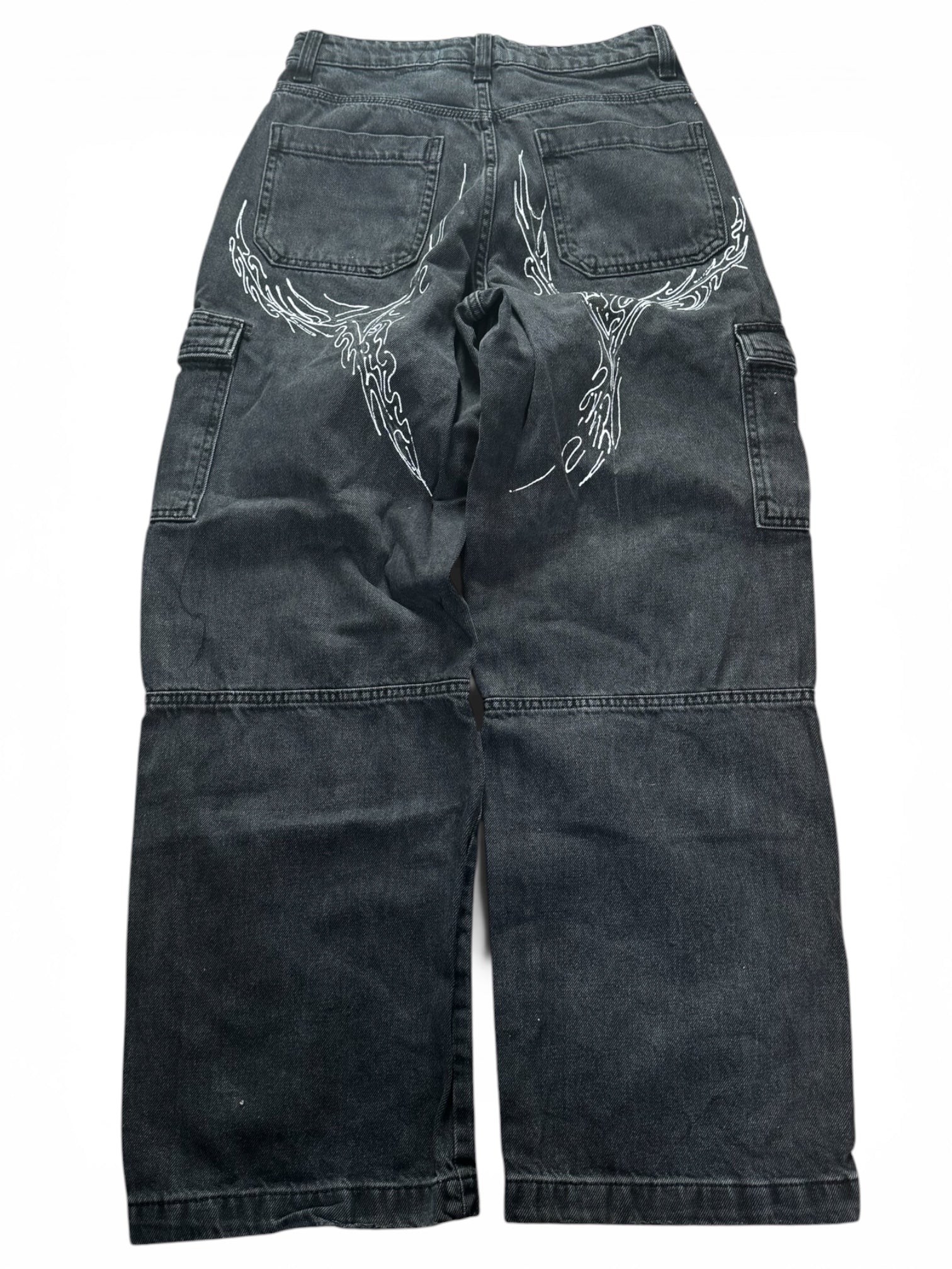 Custom Cargo Jeans Black Y2K Cyber Sigilkore Chrome Hearts Style