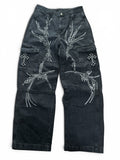 Custom Cargo Jeans Black Y2K Cyber Sigilkore Chrome Hearts Style