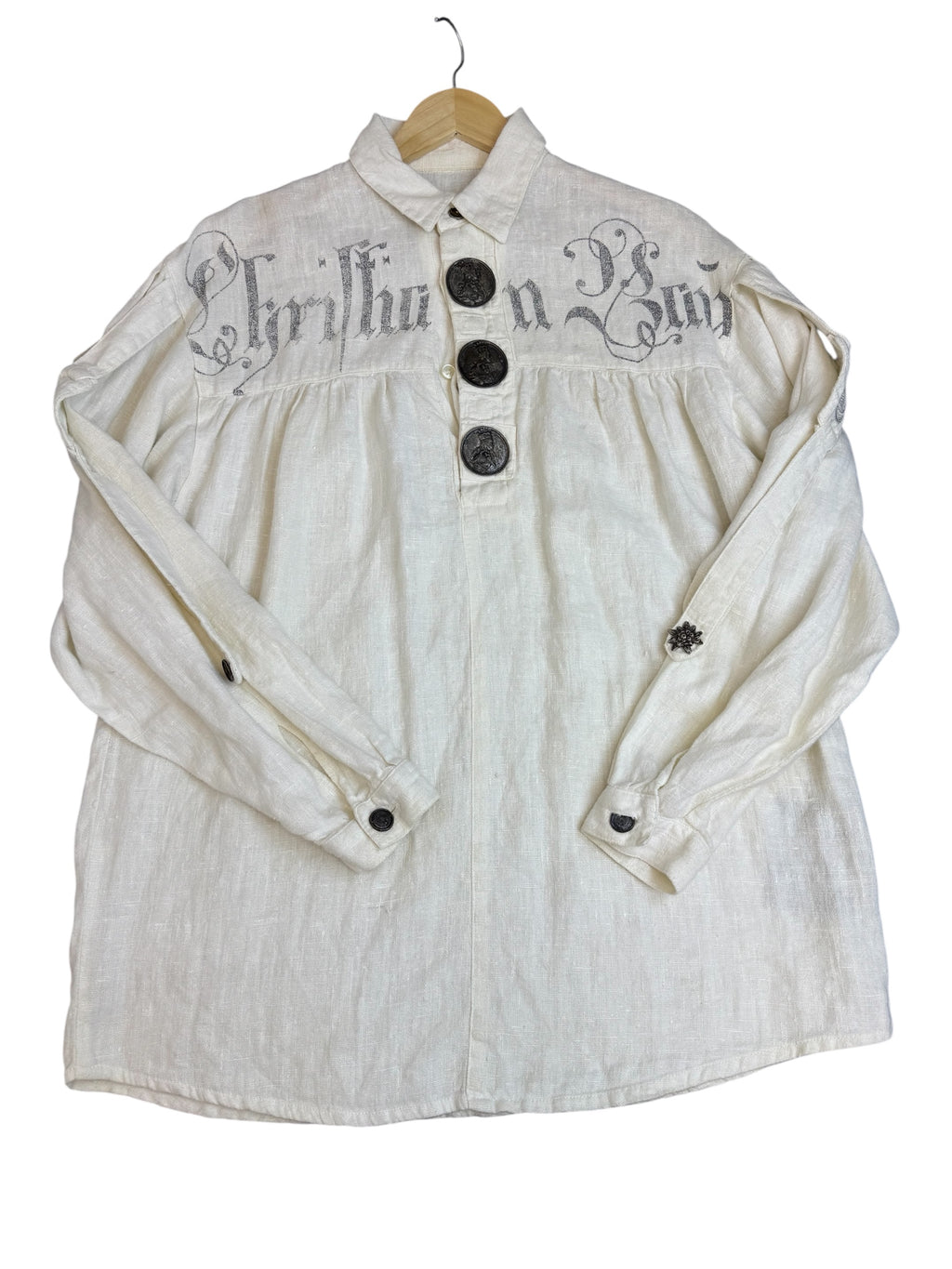 Stockerpoint 100% Linen Lniana Button Down Shirt Koszula Shirt Gothic Fairy Grunge Boho Medieval Oktoberfest