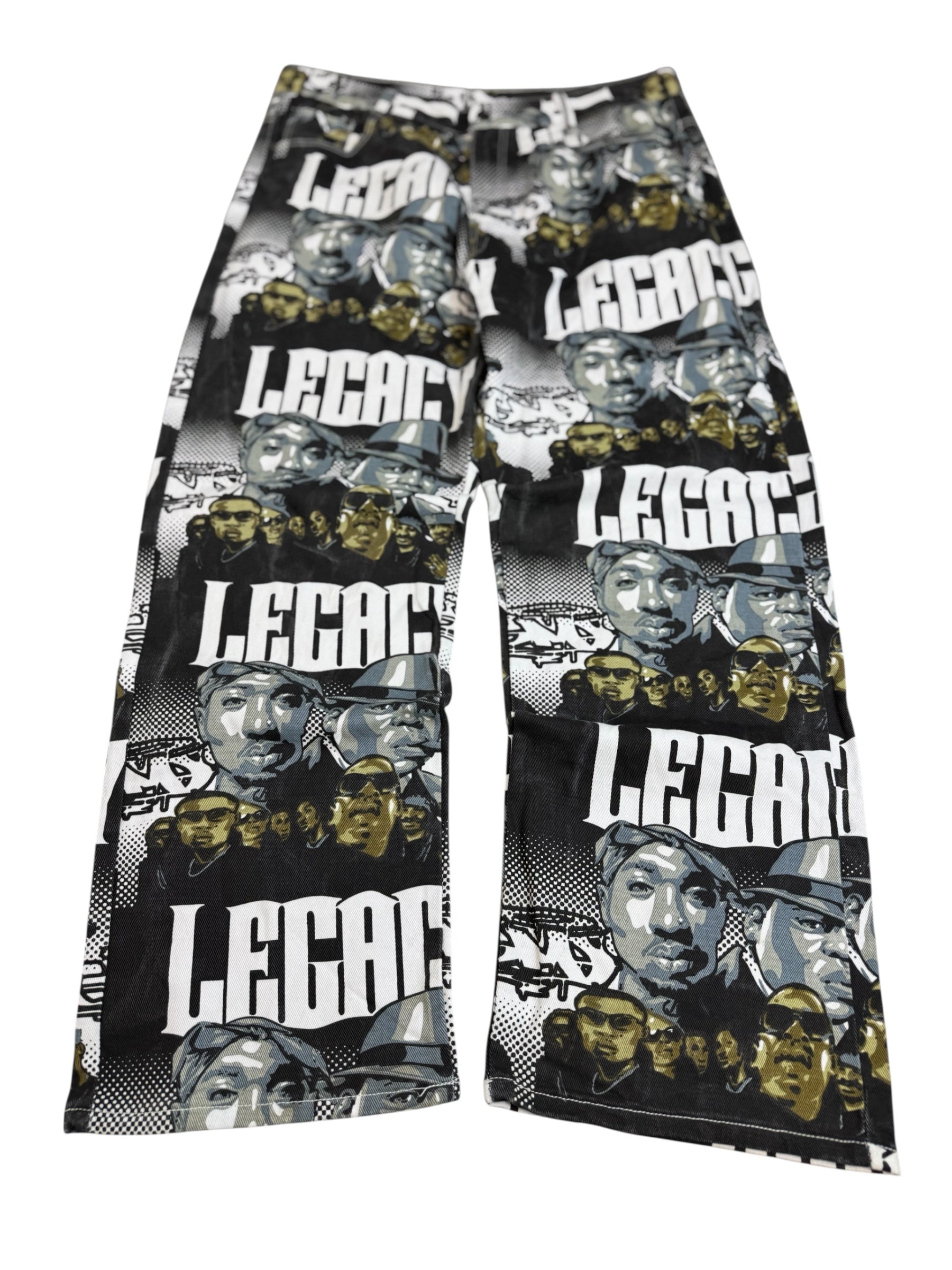 Makaveli 2Pac Tupac Vintage Baggy Jeans Spodnie Jeansowe Wide Leg AOP All Over Print HipHop Y2K