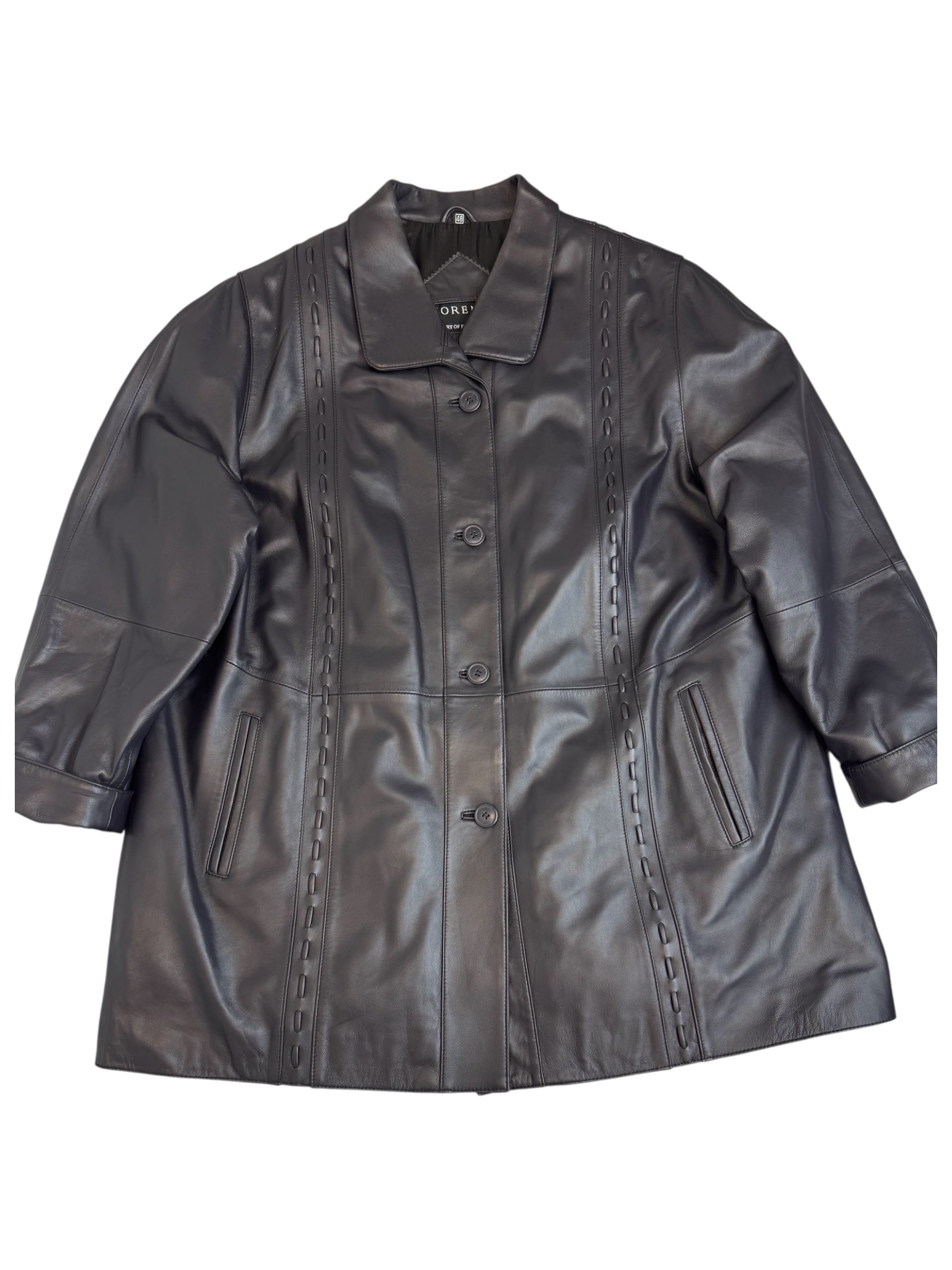 Morena 90s Art of Fashion Echt Leather Vintage Skórzana Kurtka Parka Płaszcz we wzorki