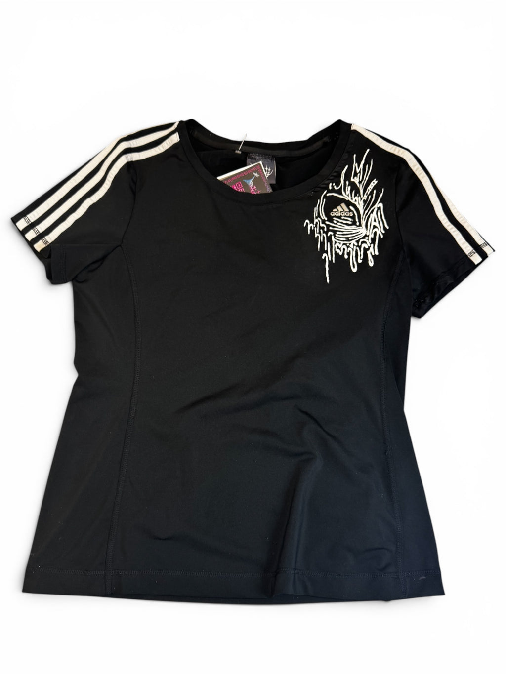 Unikalny custom - Czarny sportowy t-shirt Adidas Climalite z autorskim wzorem