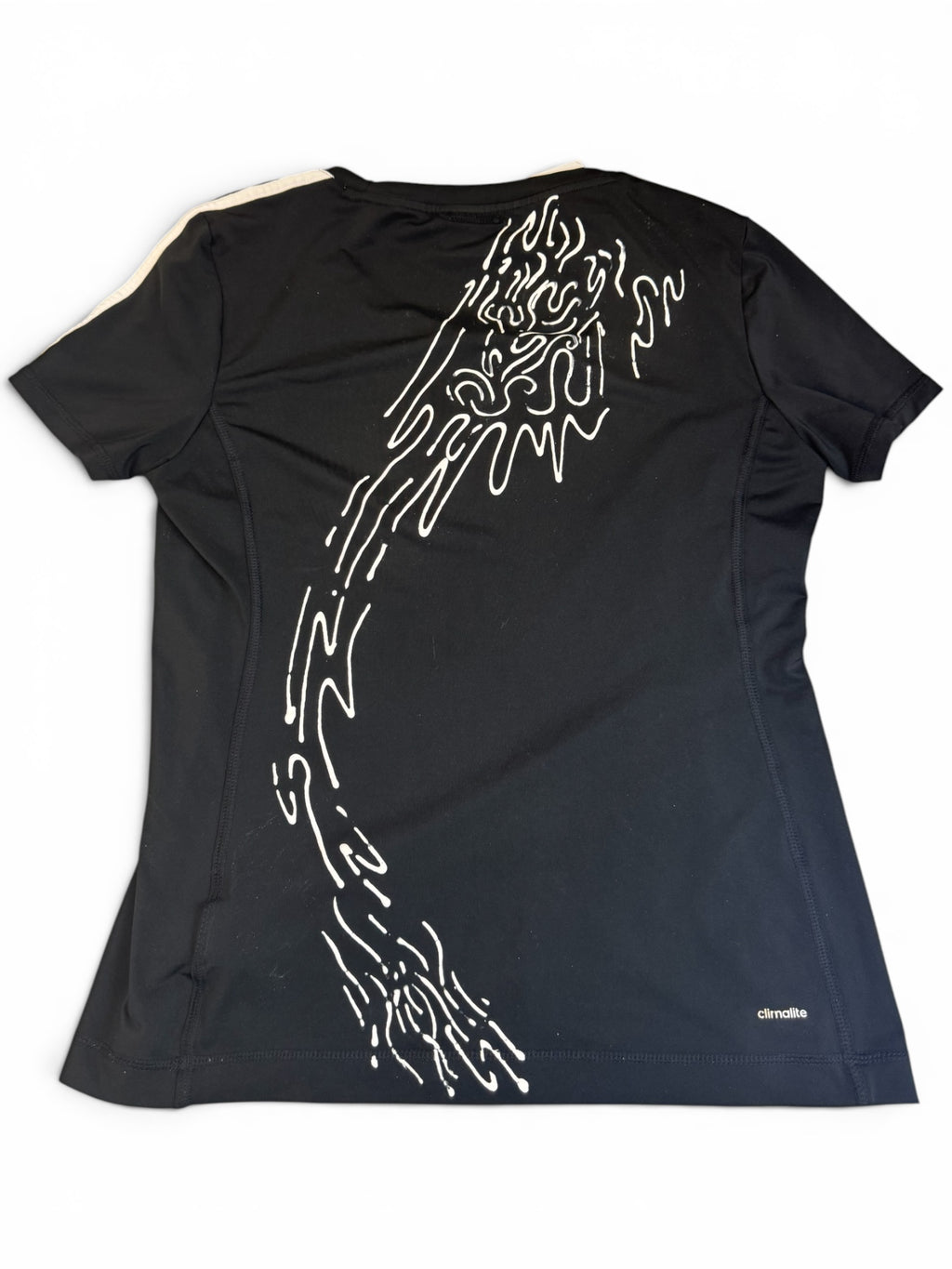 Unikalny custom - Czarny sportowy t-shirt Adidas Climalite z autorskim wzorem