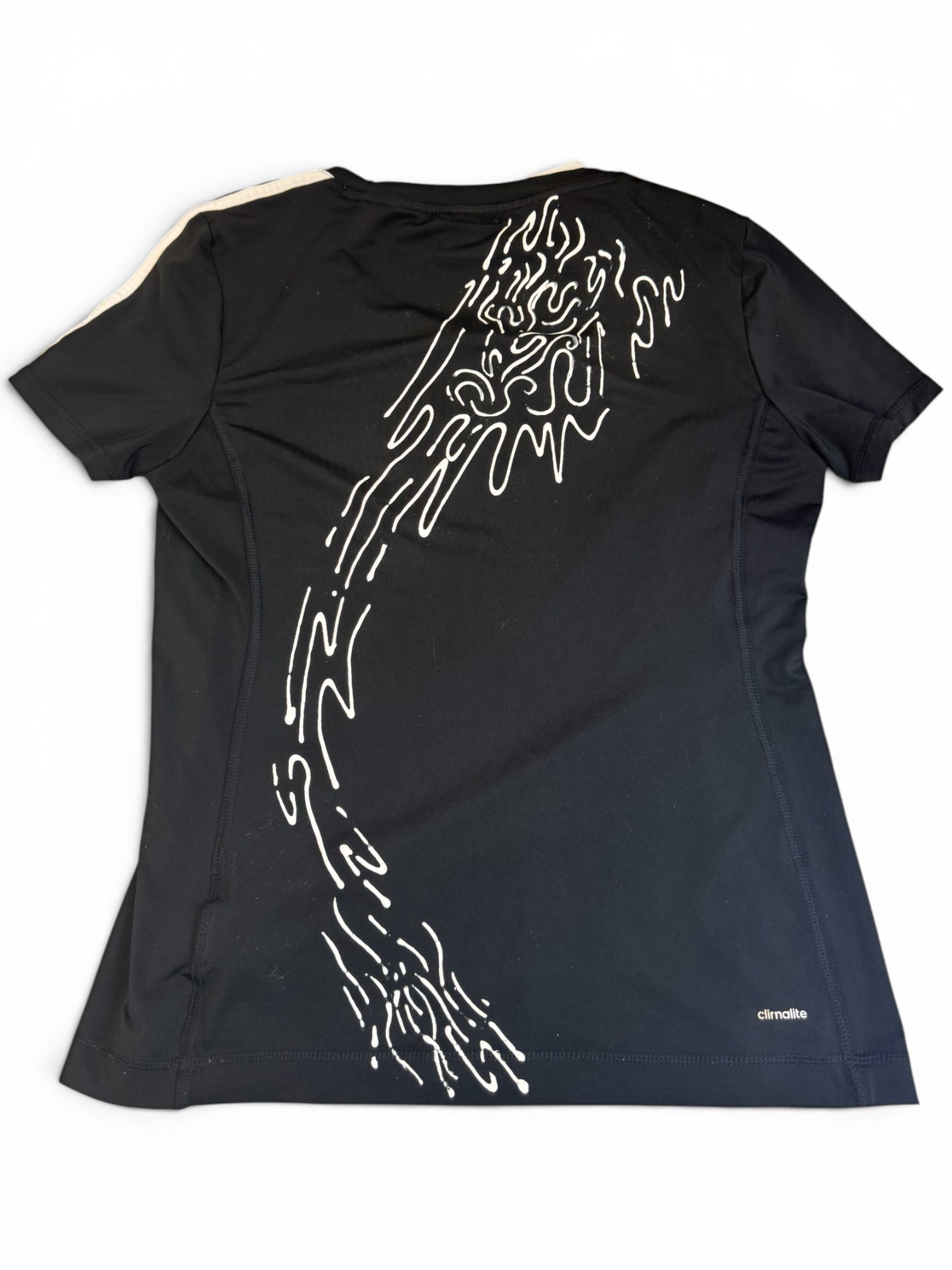 Unikalny custom - Czarny sportowy t-shirt Adidas Climalite z autorskim wzorem