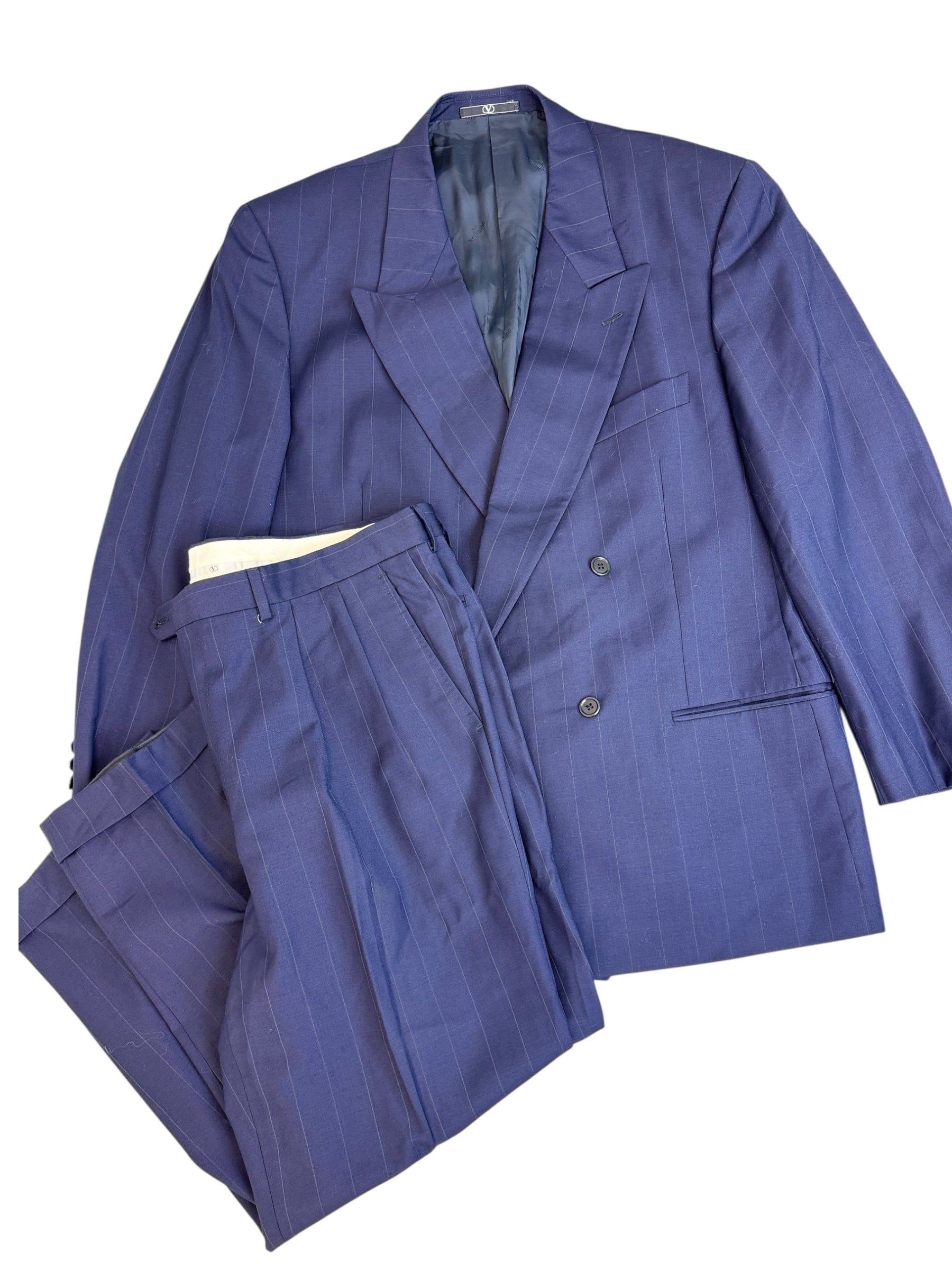 Valentino 90s Wełniany Dwurzędowy Garnitur Set Marynarka Spodnie Wełniane Vintage designer highend