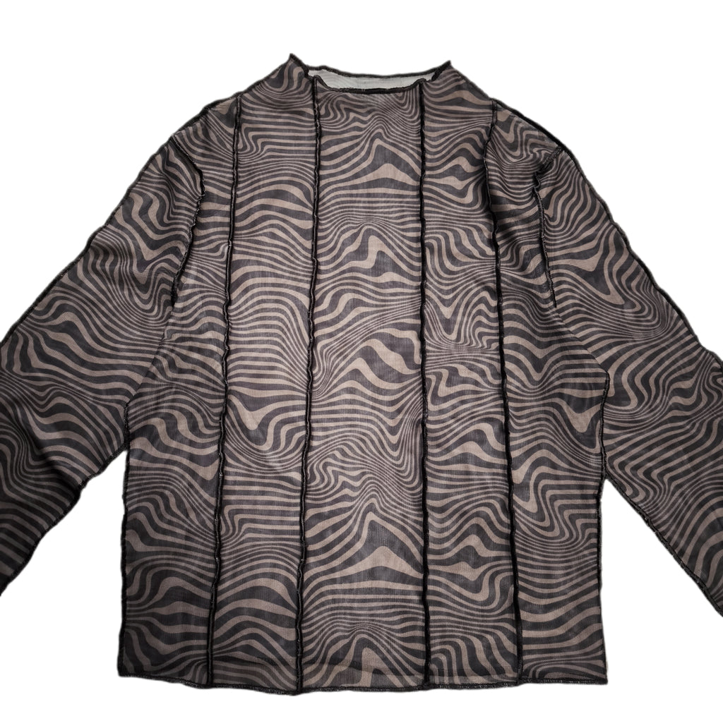 Top mesh y2k long sleeve exposed seams