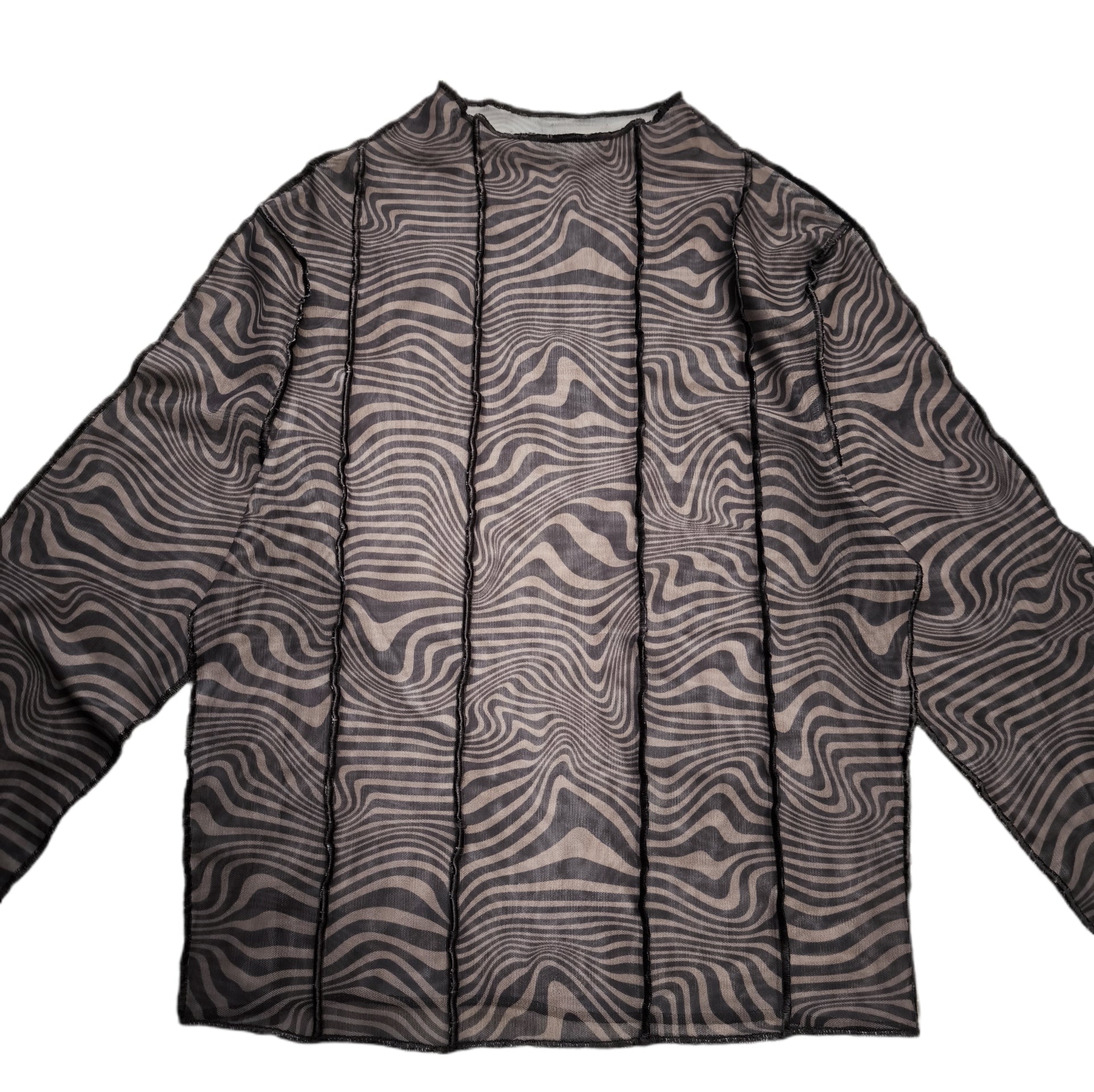 Top mesh y2k long sleeve exposed seams