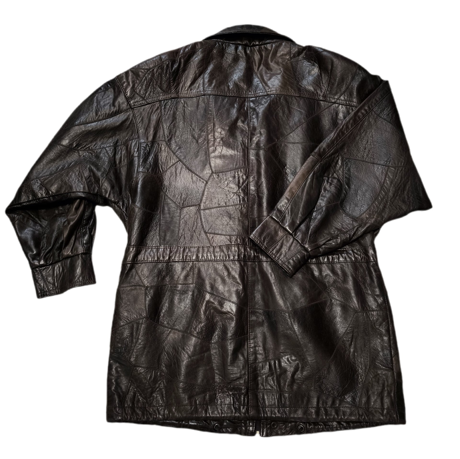 Kurtka skórzana real leather patchworkowa brązowa