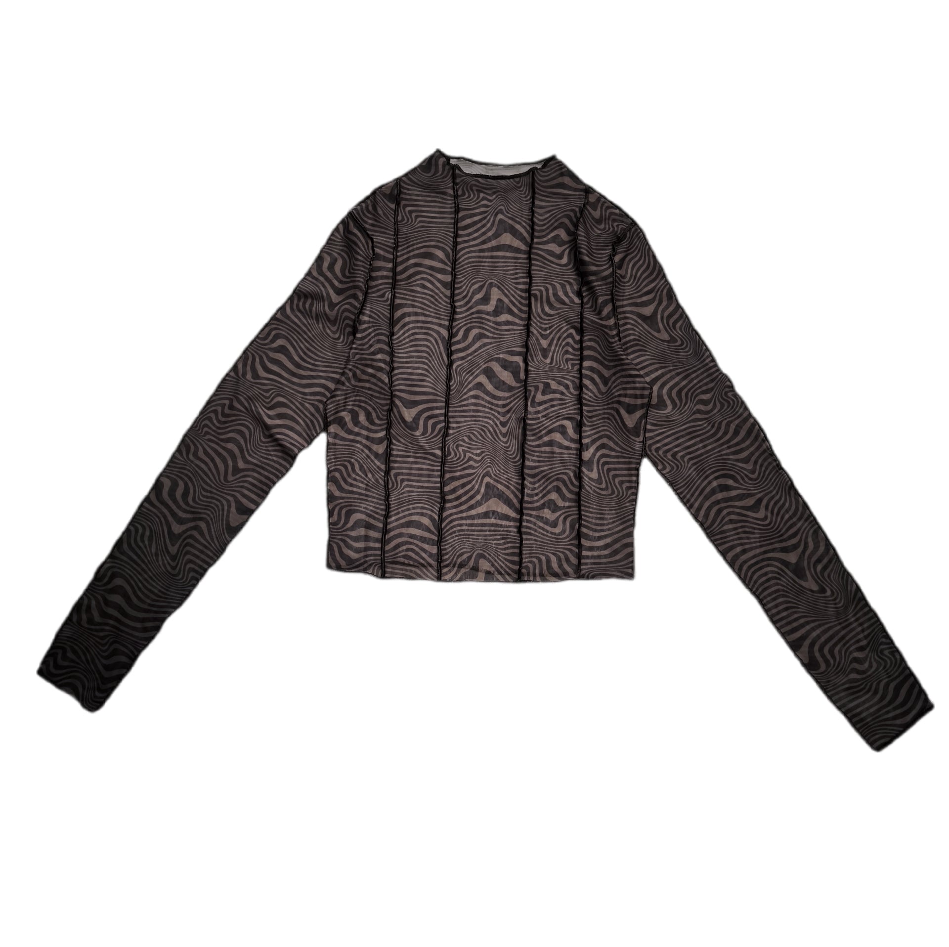 Top mesh y2k long sleeve exposed seams