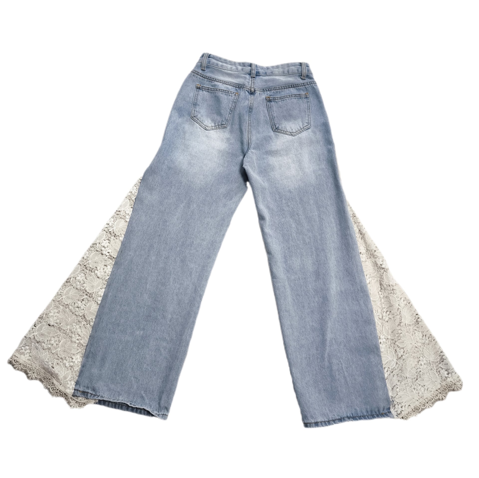 Jeansy damskie flare z koronką, handmade, one&only