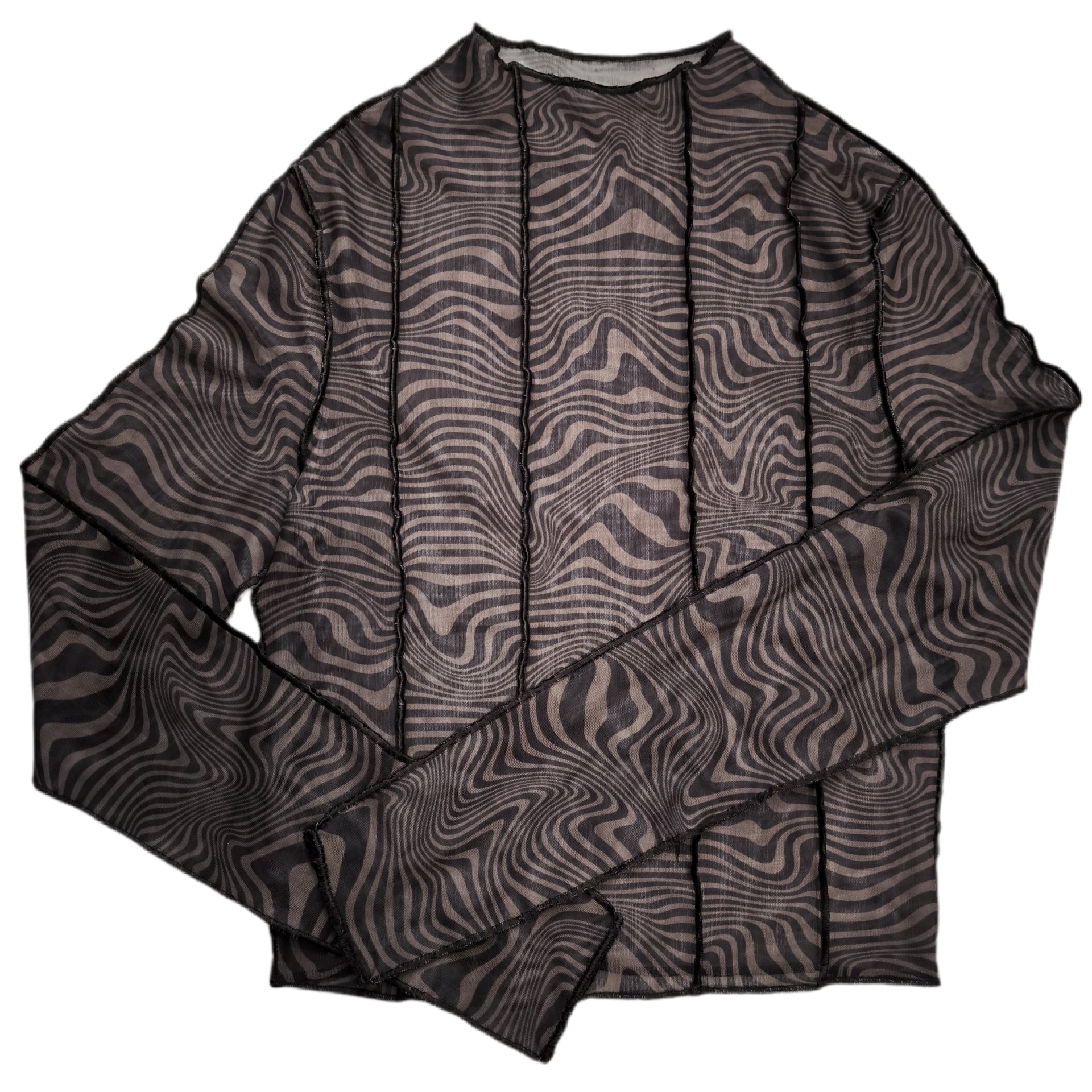 Top mesh y2k long sleeve exposed seams