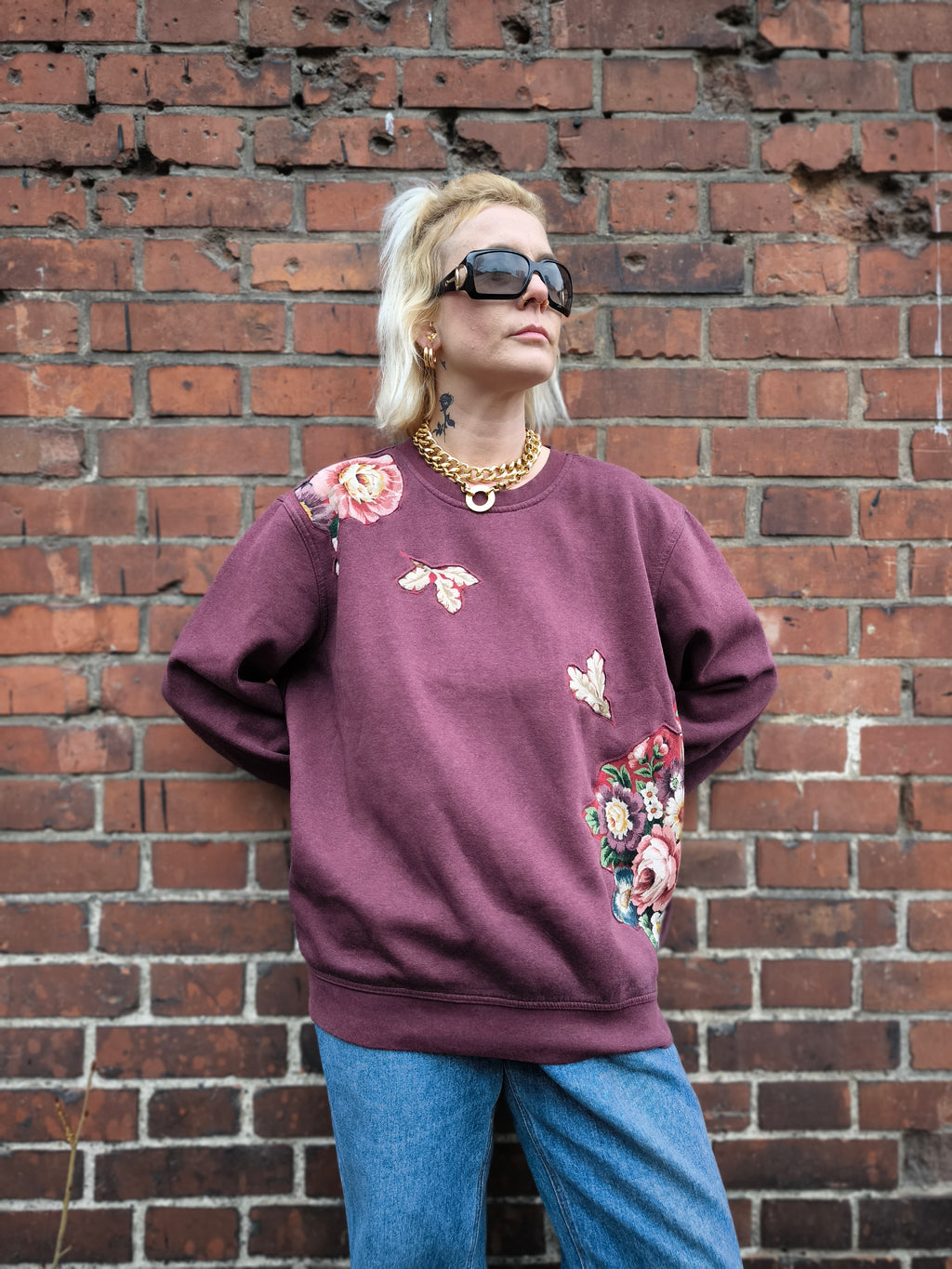 Bordowa bluza, custom/upcykling one&only