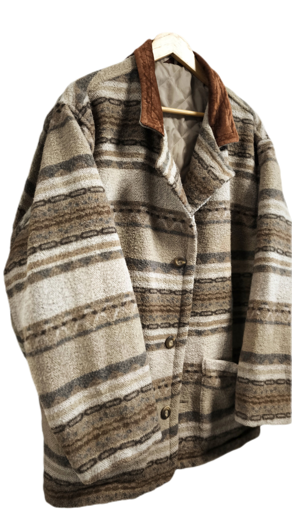 Kurtka męska w stylu Yellowstone, indian, boho, z wełną