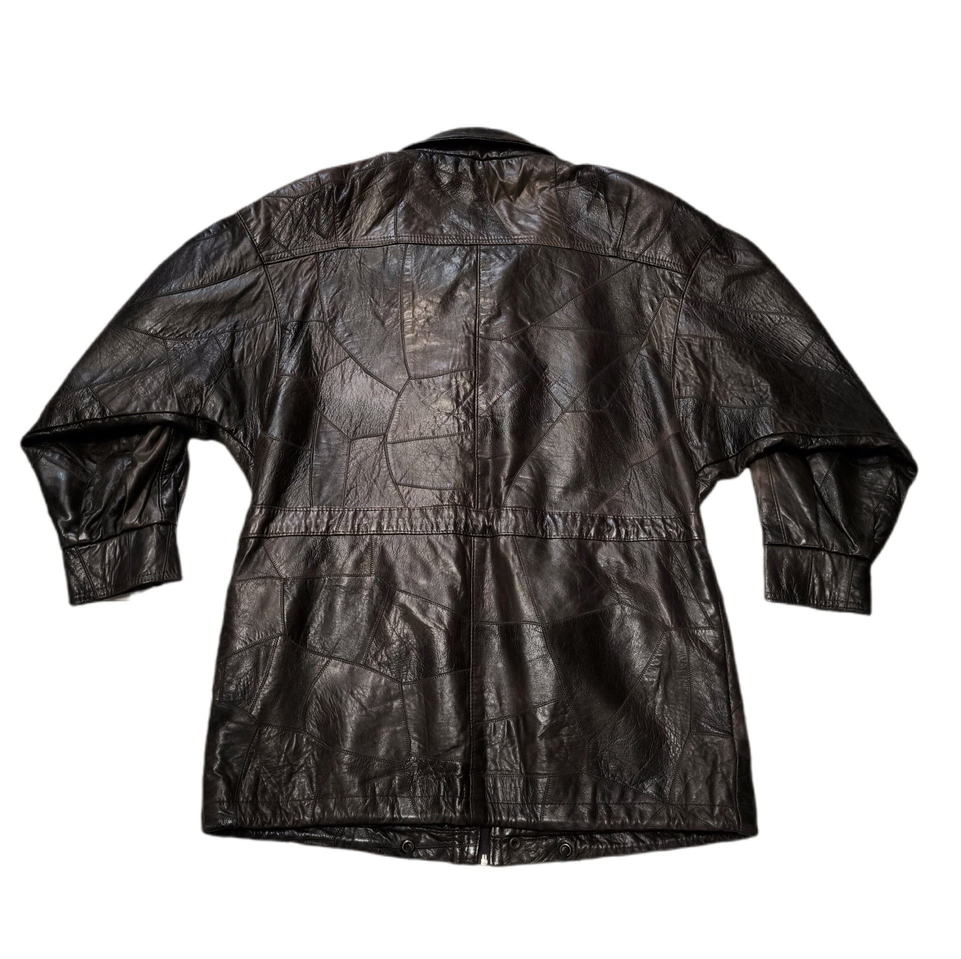 Kurtka skórzana real leather patchworkowa brązowa