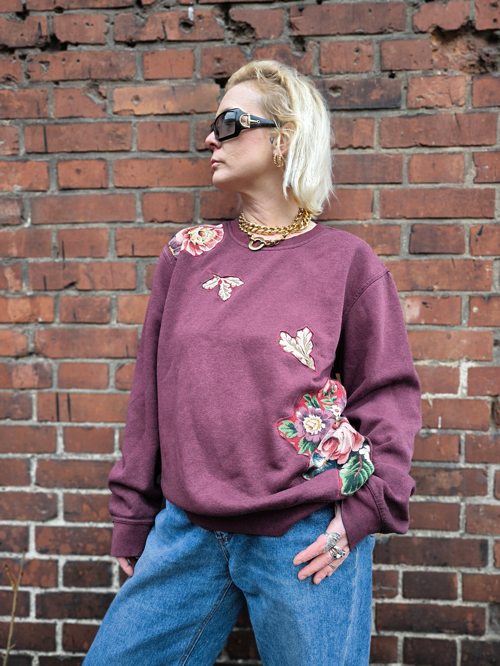 Bordowa bluza, custom/upcykling one&only