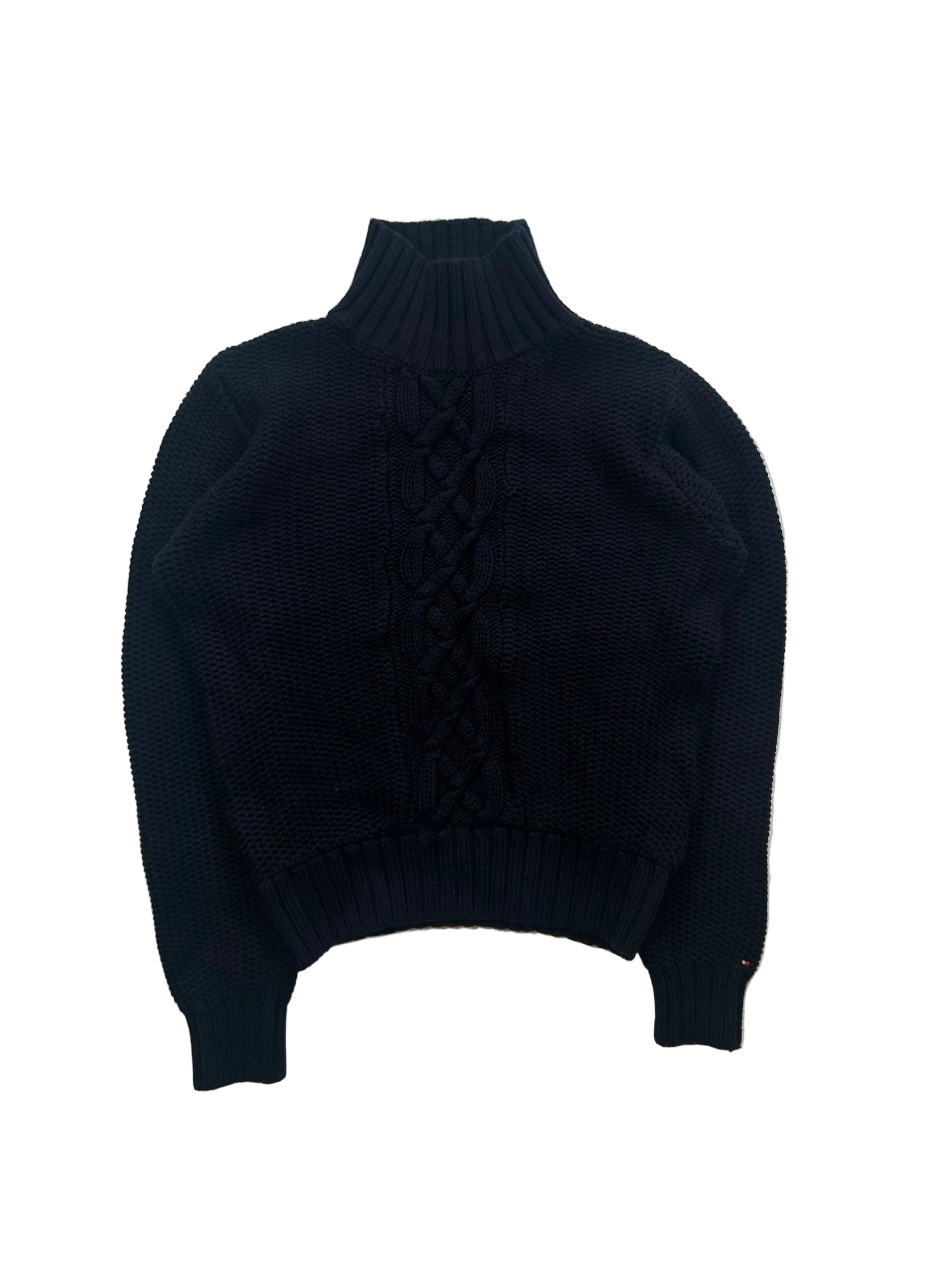 Sweter z warkoczem Tommy Hilfiger granatowy