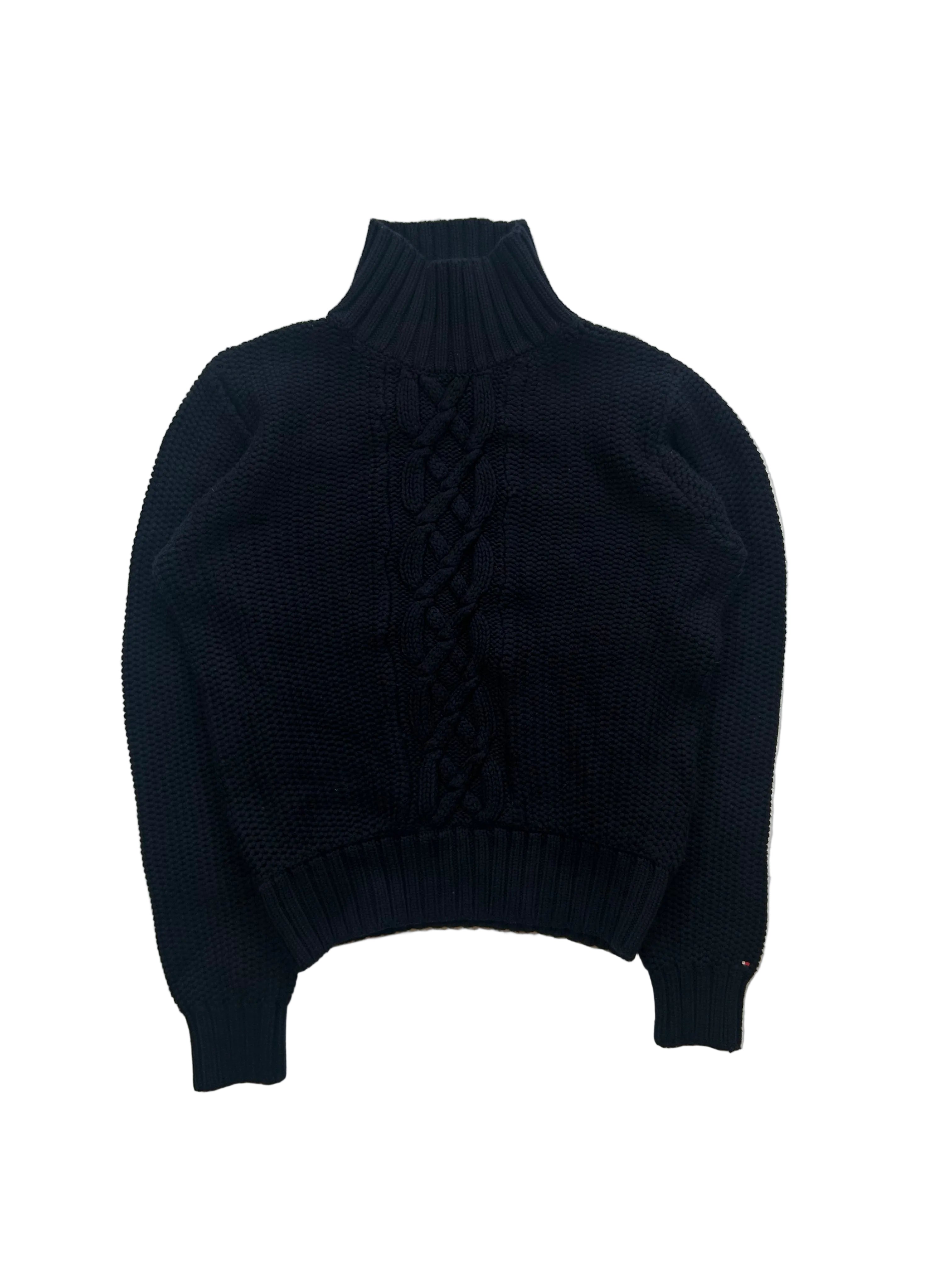 Sweter z warkoczem Tommy Hilfiger granatowy