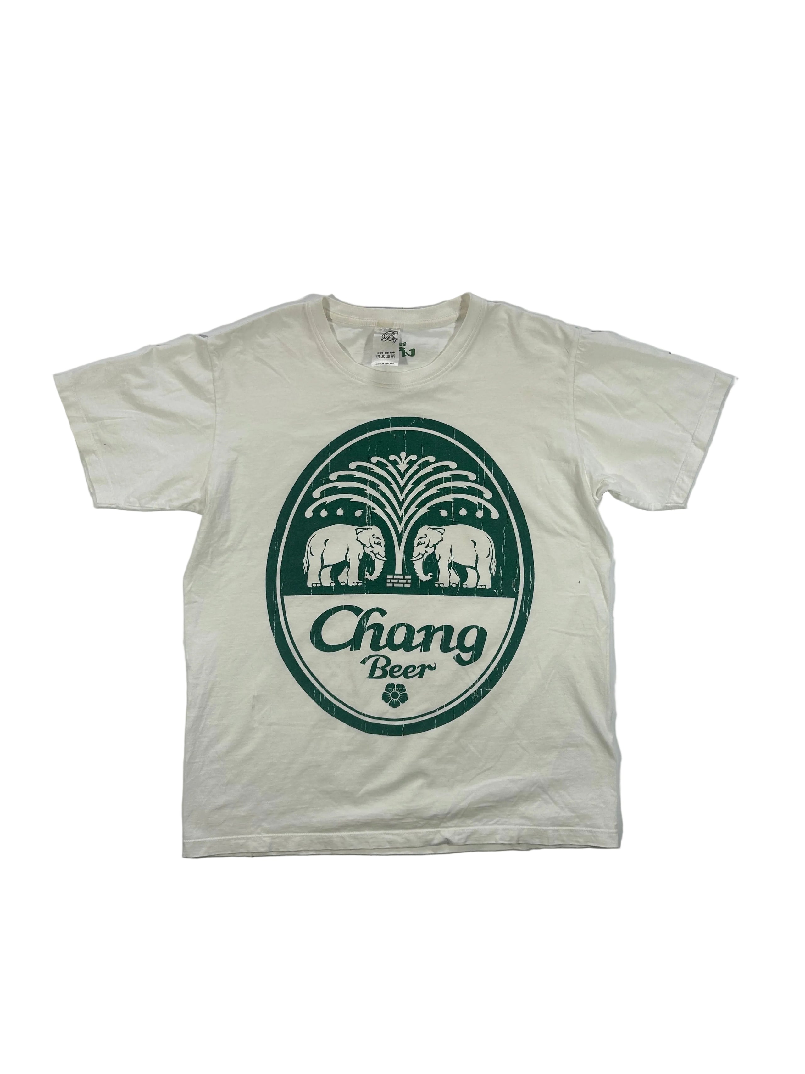 Biały T-shirt Chang Beer - white tee z nadrukiem