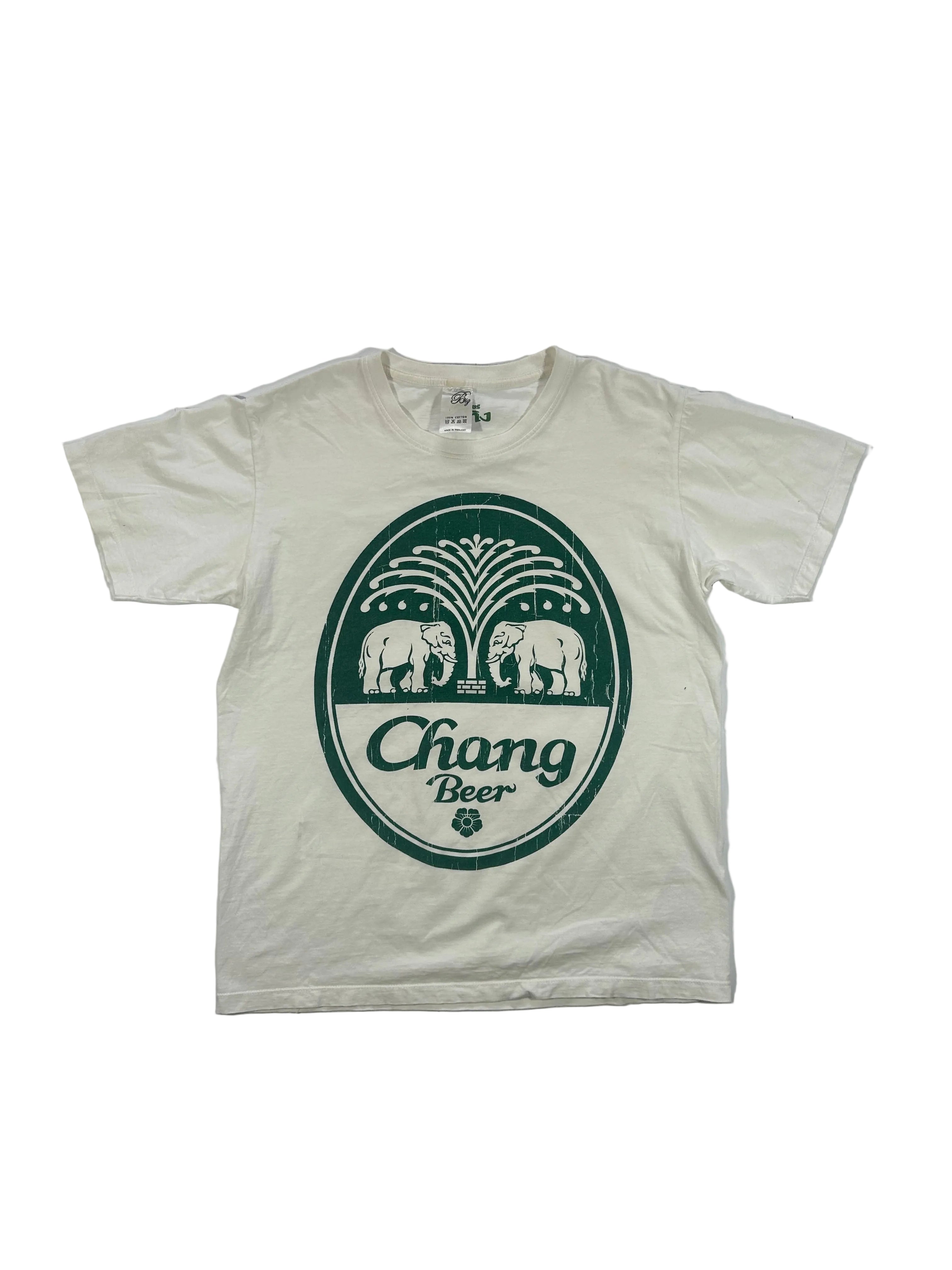 Biały T-shirt Chang Beer - white tee z nadrukiem